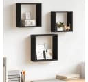 furnicato Regalwürfel 3er Set Schwarz Unsichtbare Wandhalterung Bild 2