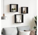 furnicato Regalwürfel 3er Set Schwarz Unsichtbare Wandhalterung Bild 3