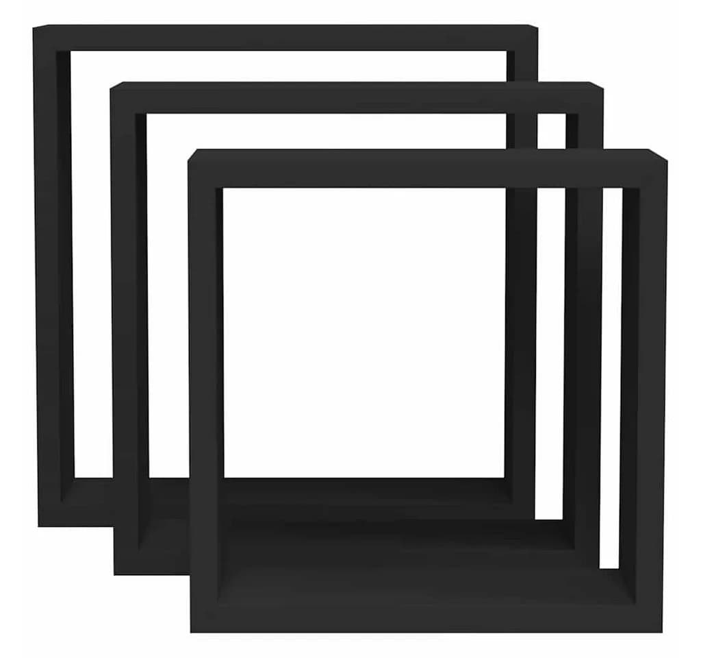 furnicato Regalwürfel 3er Set Schwarz Unsichtbare Wandhalterung - Bild 4