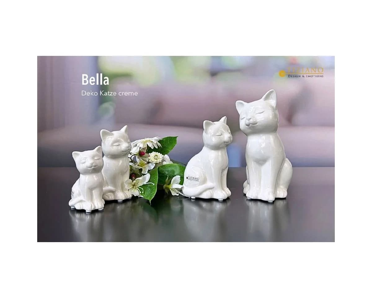 TIZIANO - DESIGN & EMOTIONS Tierfigur Katze Bella cremeweiß Keramik