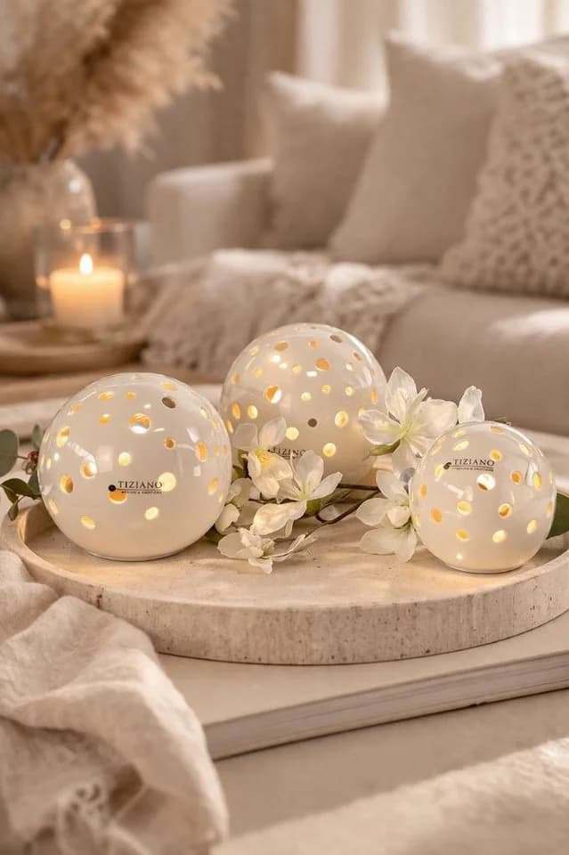 TIZIANO - DESIGN & EMOTIONS Lichtkugel Padova LED creme-weiß Keramik