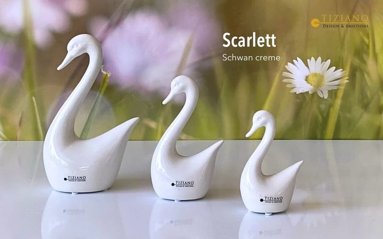 TIZIANO - DESIGN & EMOTIONS Dekofigur Schwan Scarlett Creme-Weiß Keramik