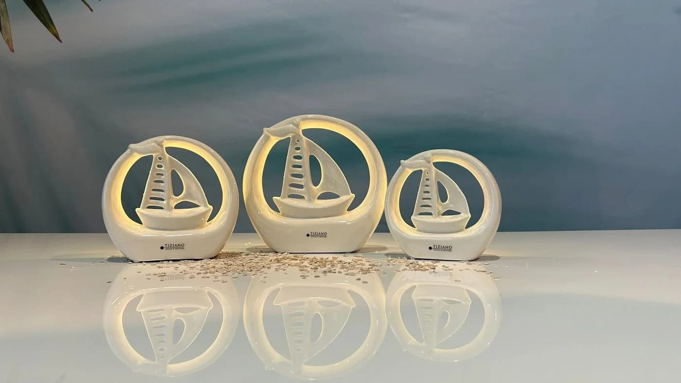 TIZIANO Dekoboot Casali im Ring LED creme-weiß - Bild 3
