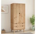 furnicato Kleiderschrank Skandinavisches Design Massivholz Braun Bild 1