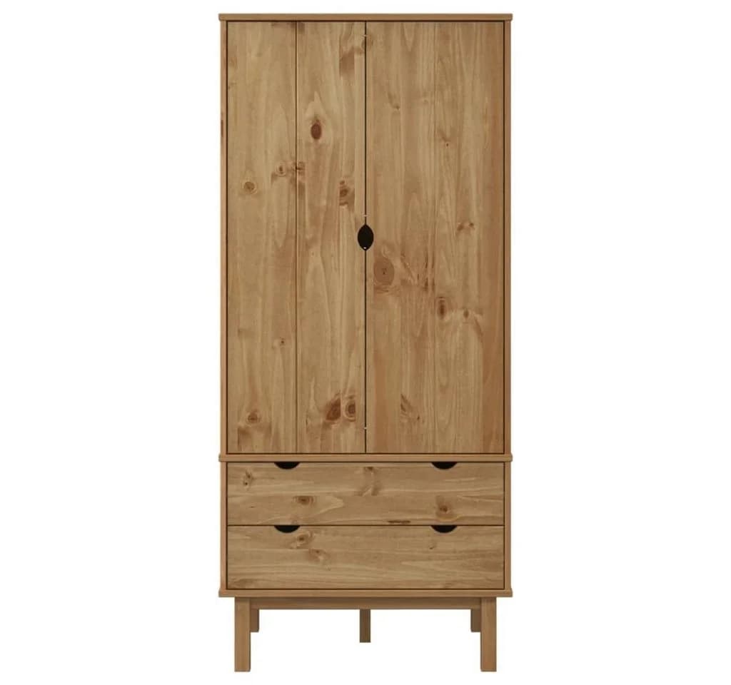 furnicato Kleiderschrank Skandinavisches Design Massivholz Braun - Bild 3