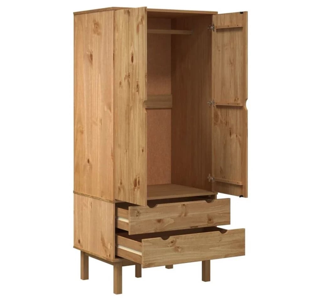 furnicato Kleiderschrank Skandinavisches Design Massivholz Braun - Bild 4