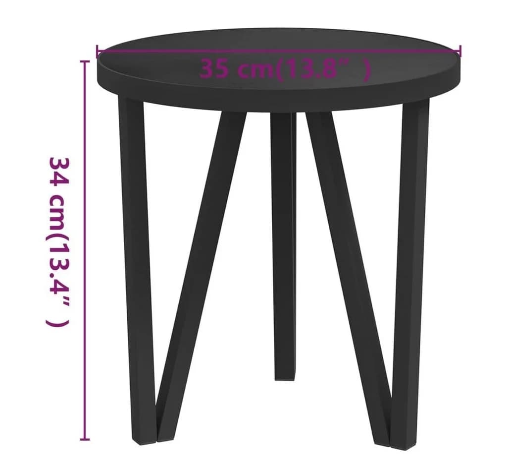 furnicato Beistelltisch Schwarz Ø35 cm MDF - Bild 5