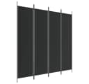 furnicato Raumteiler 4-tlg. Paravent Schwarz 200x200 cm Stoff Bild 1