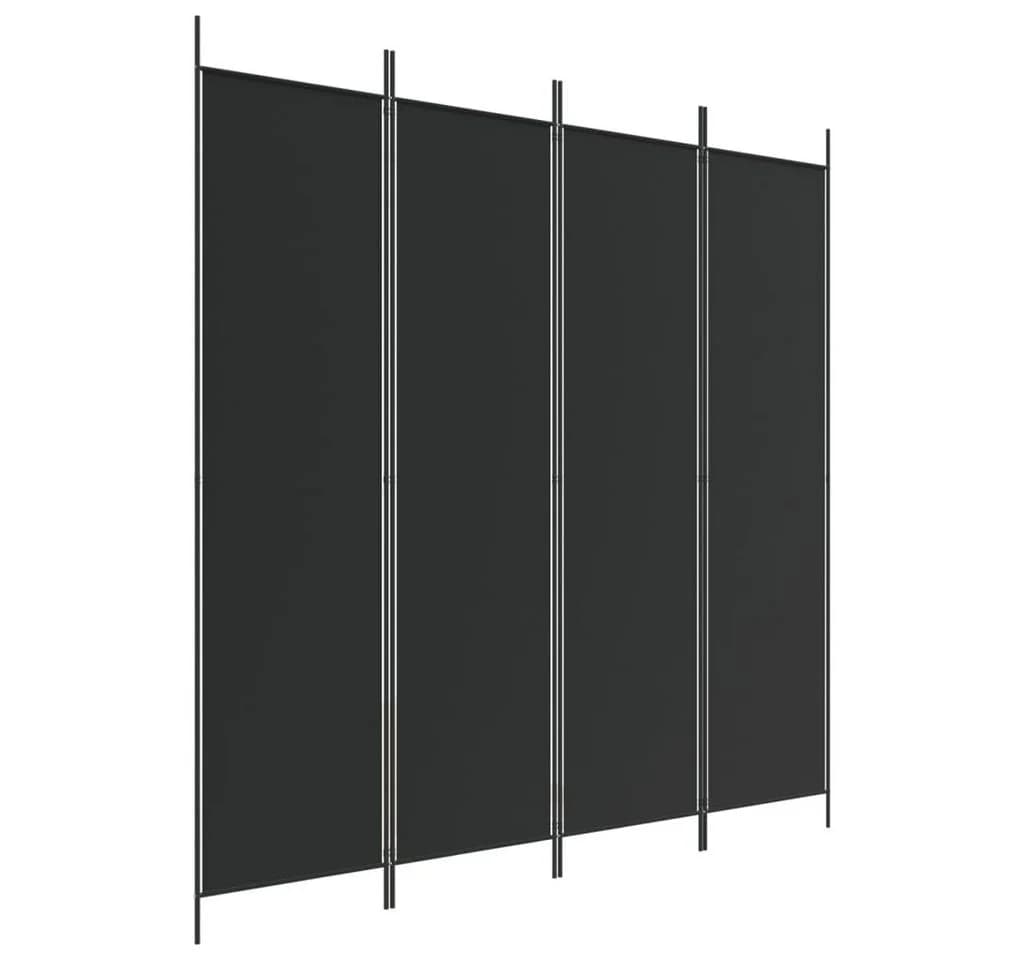 furnicato Raumteiler 4-tlg. Paravent Schwarz 200x200 cm Stoff