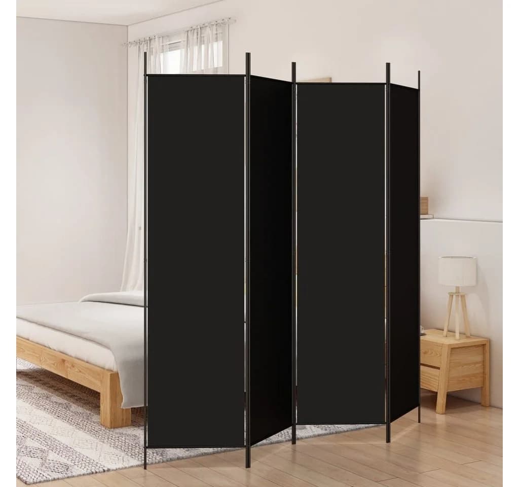 furnicato Raumteiler 4-tlg. Paravent Schwarz 200x200 cm Stoff - Bild 2