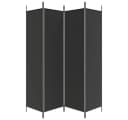 furnicato Raumteiler 4-tlg. Paravent Schwarz 200x200 cm Stoff Bild 4