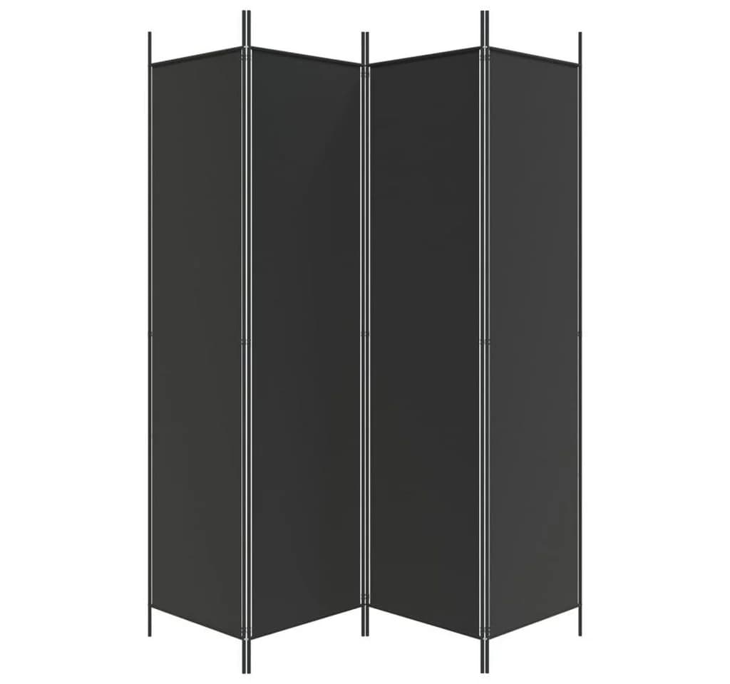furnicato Raumteiler 4-tlg. Paravent Schwarz 200x200 cm Stoff - Bild 4
