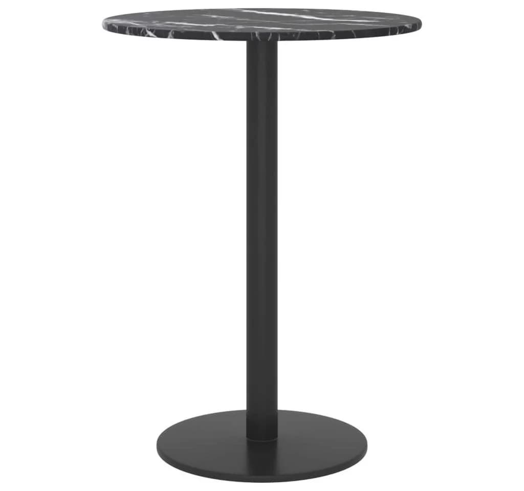 furnicato Tischplatte Schwarz Ø30x0,8 cm Hartglas in Marmoroptik - Bild 3