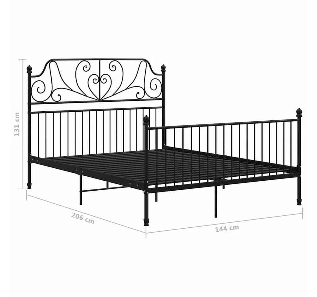 Furnicato Bettgestell Schwarz Metall 140x200 cm