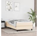 furnicato Boxspring-Bettrahmen Creme 90x190 cm Stoff Massivholz Bild 1