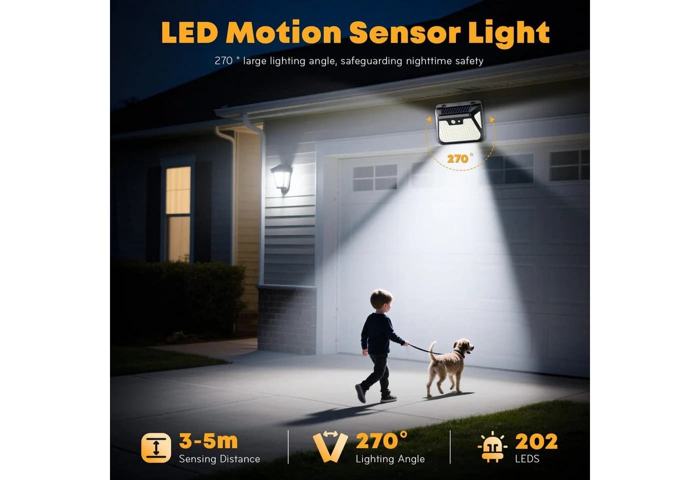 LQWELL LED Solarleuchte Außen mit Bewegungsmelder 148 LEDs