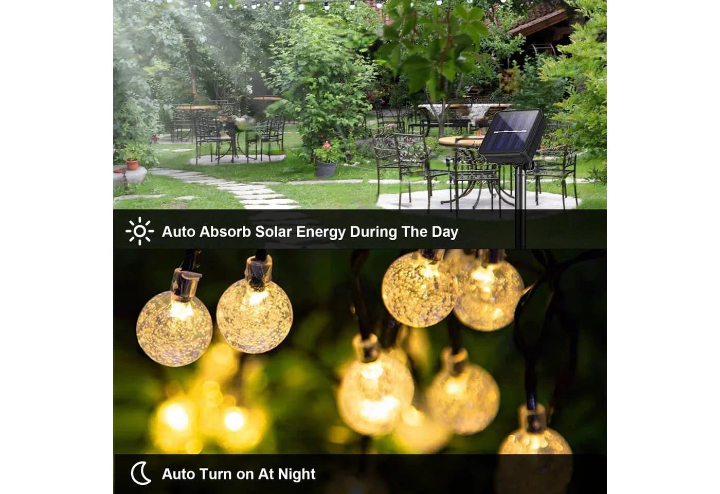 LQWELL LED Solarleuchte LED Kugeln Lichterkette 30 LED 8M Warmweiß - Bild 3