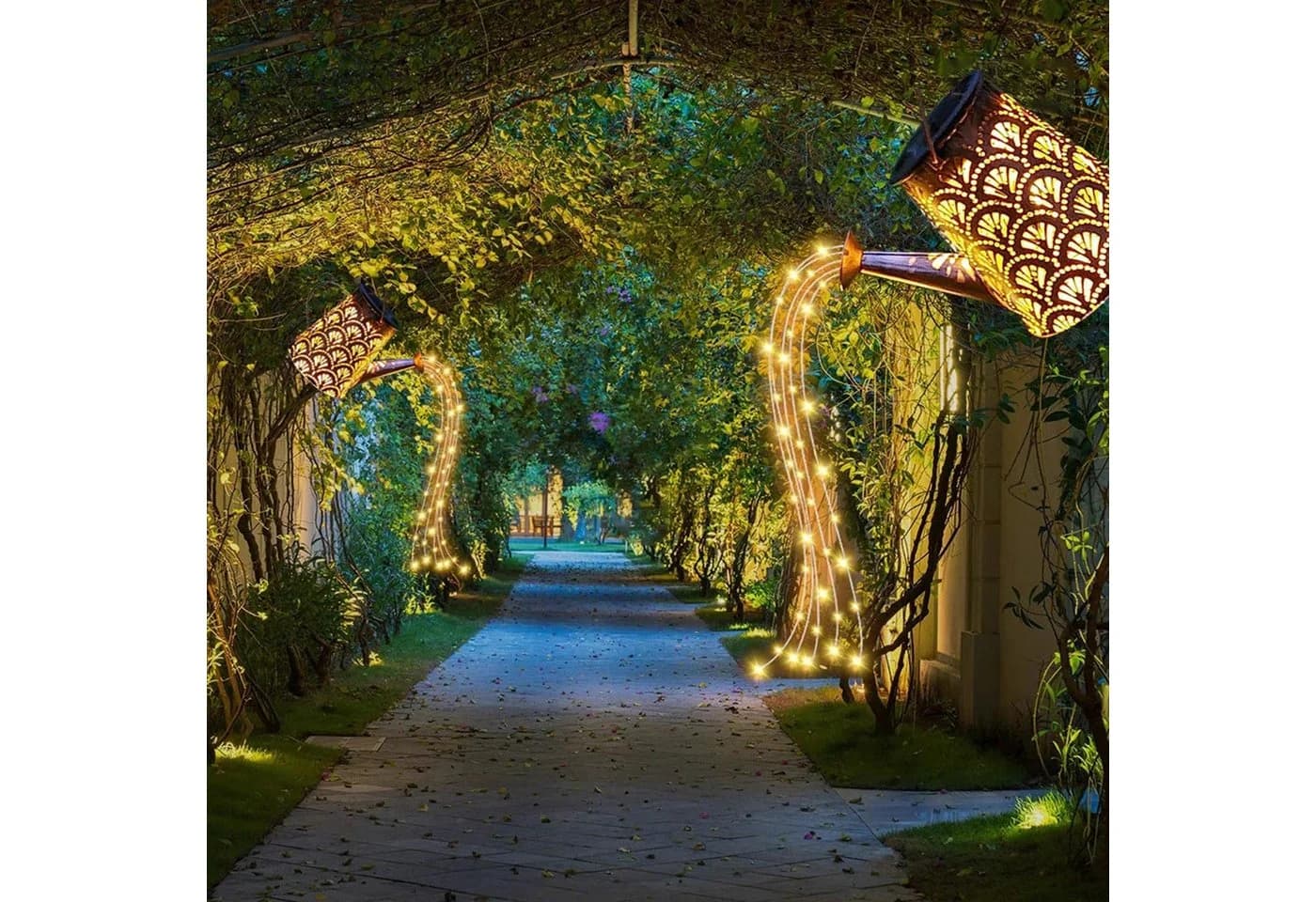 LQWELL Solar Gießkanne mit LED Lichterkette Retro Warmweiß - Bild 2