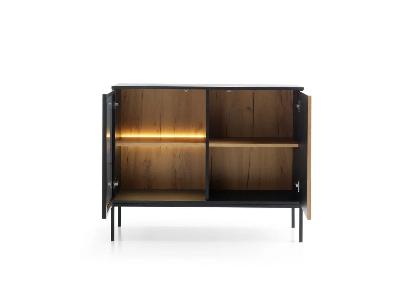 yourhouse24 Kommode SANTIA Industrial LED-Vitrine Eiche Schwarz - Bild 3