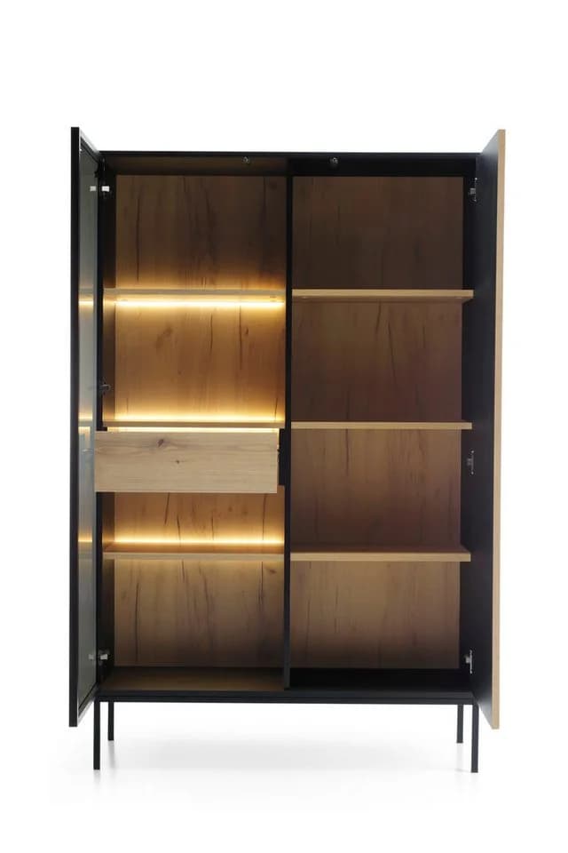 yourhouse24 Vitrine SANTIA 104 cm Industrial-Vitrine Eiche Schwarz mit LED - Bild 3