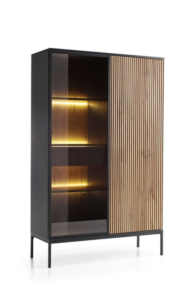 yourhouse24 Vitrine SANTIA 104 cm Industrial-Vitrine Eiche Schwarz mit LED - Bild 4