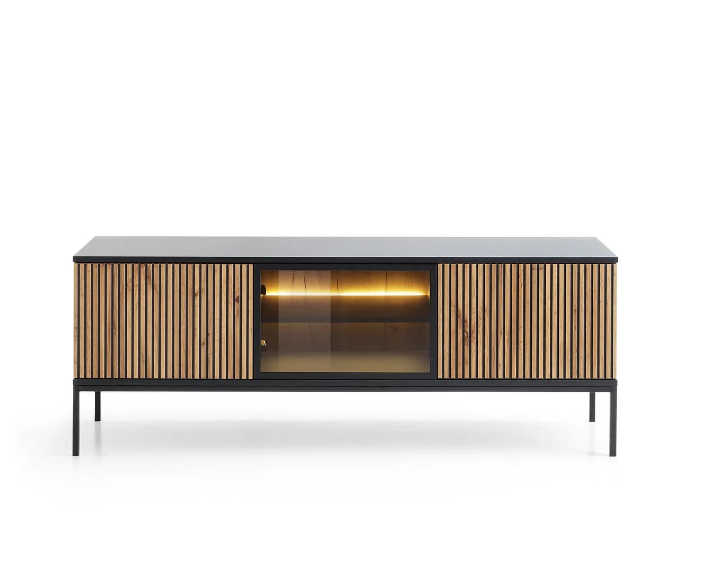 yourhouse24 TV-Schrank SANTIA Industrial LED Schwarz