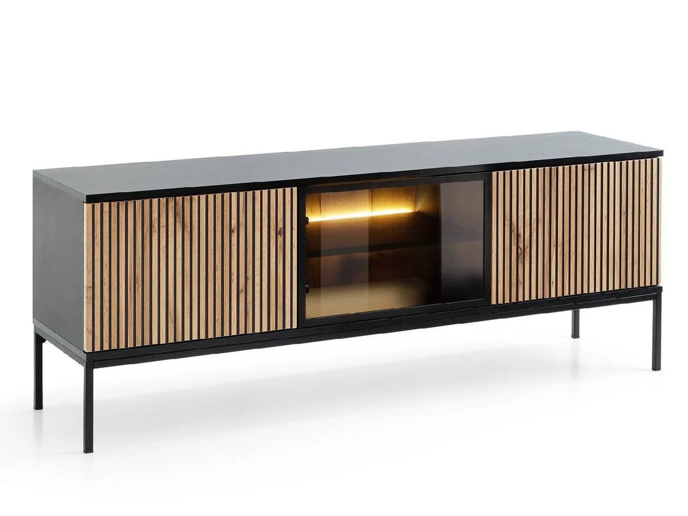 yourhouse24 TV-Schrank SANTIA Industrial LED Schwarz - Bild 2
