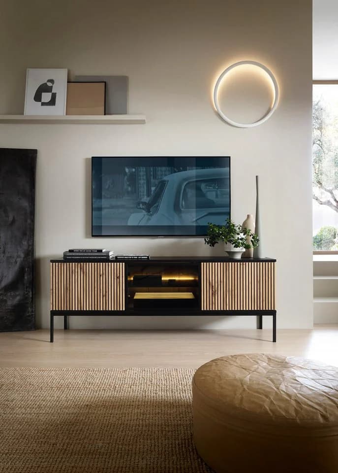 yourhouse24 TV-Schrank SANTIA Industrial LED Schwarz - Bild 5