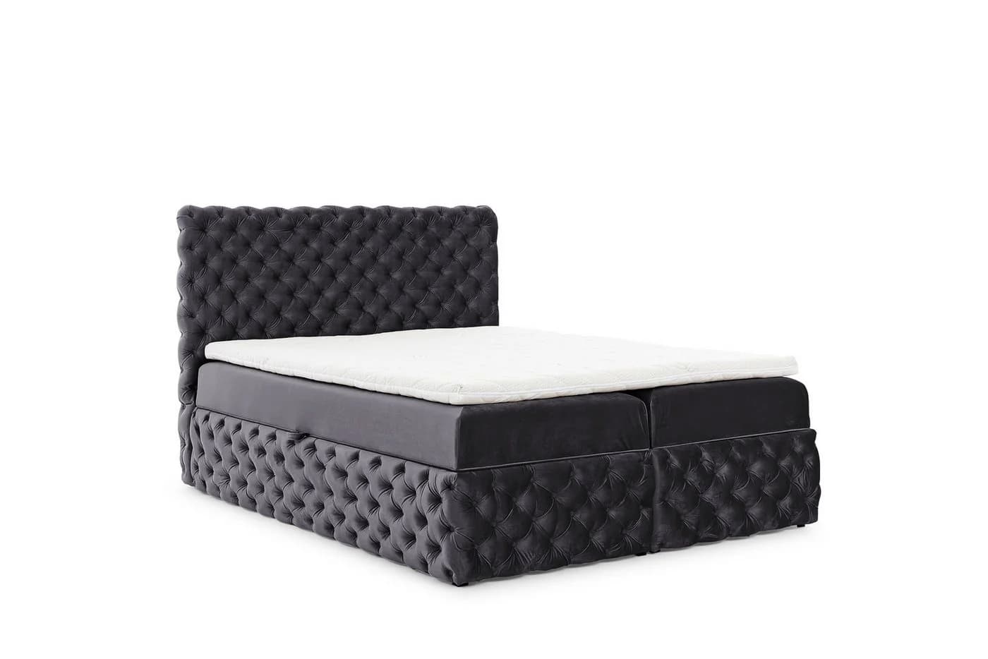 yourhouse24 Boxbett Castel Chesterfield Velours grau mit Bettkästen - Bild 4