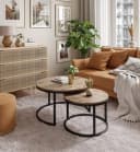 yourhouse24 Couchtisch INEZ LOFT 2er-Set Schwarz/Braun Industrial Bild 2