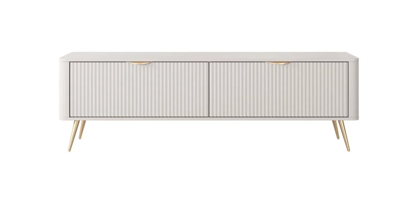 yourhouse24 TV-Schrank LANTE 2D Beige/Gold Schwarz