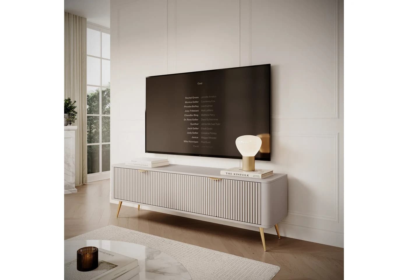 yourhouse24 TV-Schrank LANTE 2D Beige/Gold Schwarz - Bild 5