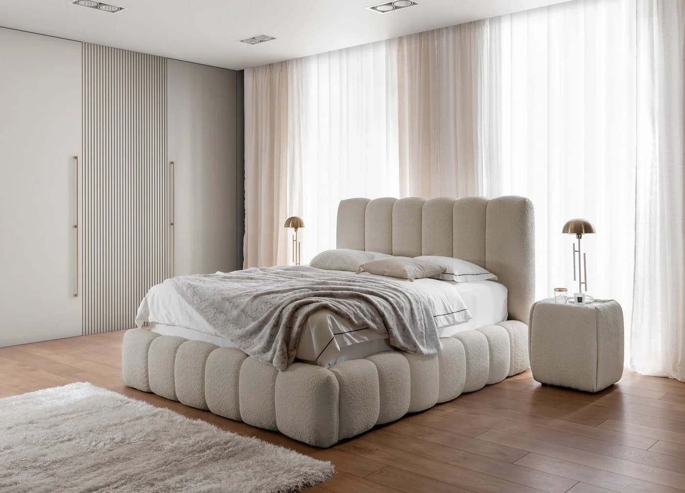 yourhouse24 Polsterbett Cande Bouclé Beige mit Bettkasten & Lattenrost - Bild 2