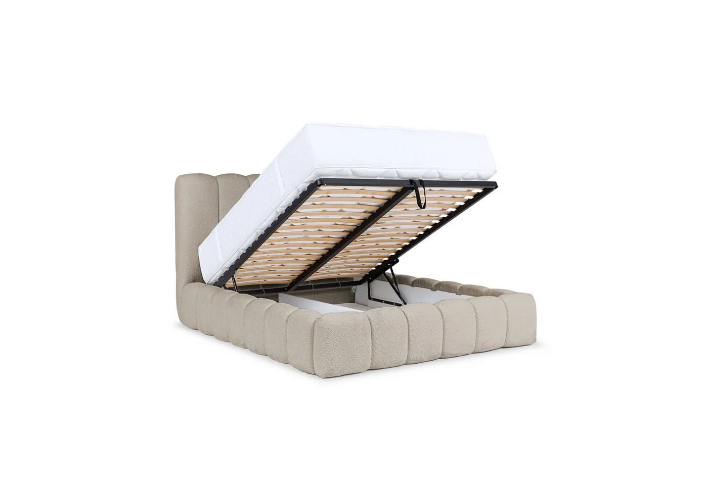 yourhouse24 Polsterbett Cande Bouclé Beige mit Bettkasten & Lattenrost - Bild 5