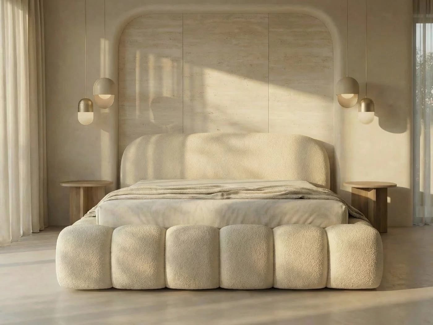 yourhouse24 Polsterbett Orlando Slim Bouclé Beige mit Bettkasten - Bild 2