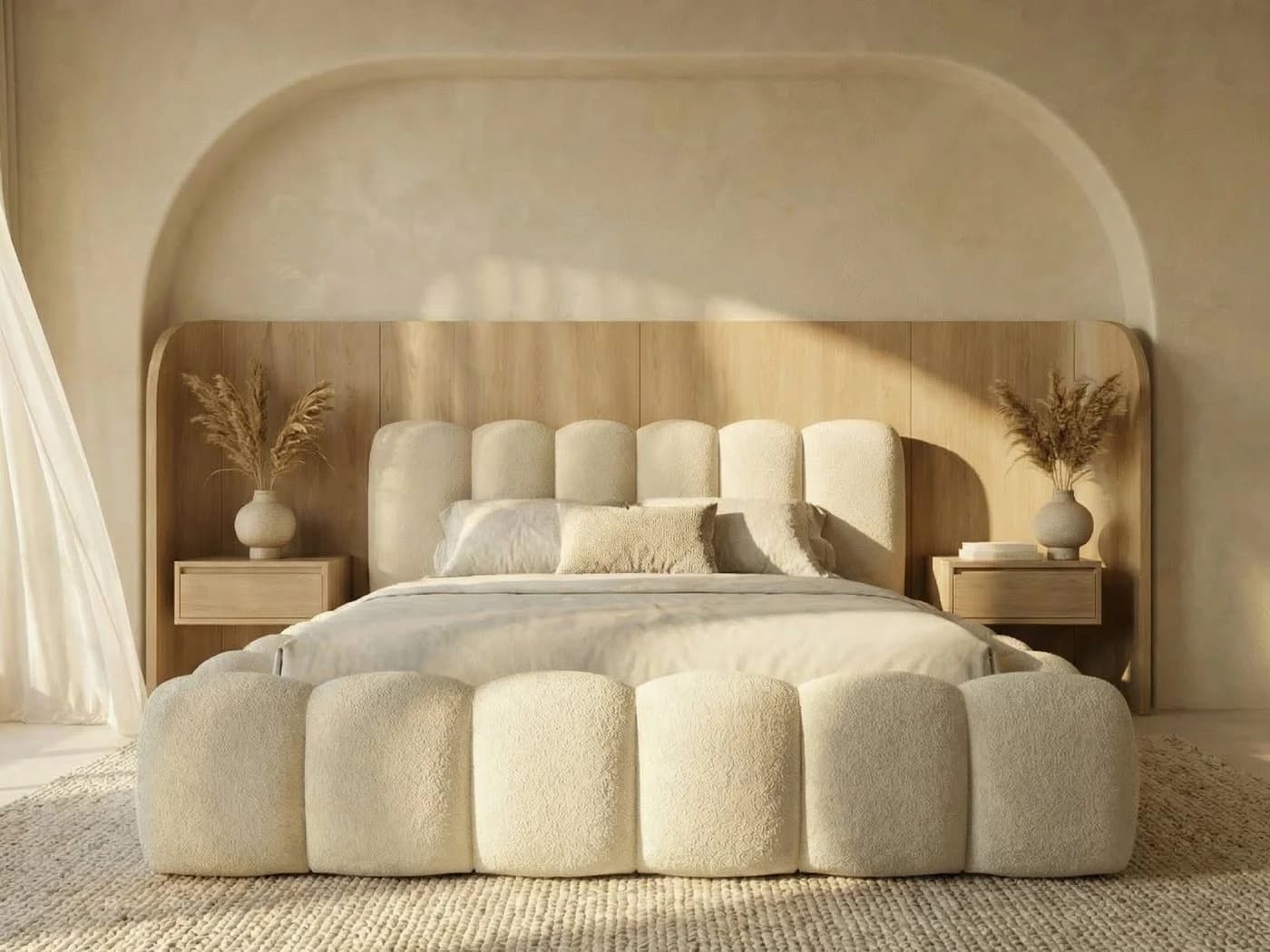 yourhouse24 Polsterbett DALLAS Slim Bouclé Beige mit Bettkasten - Bild 2