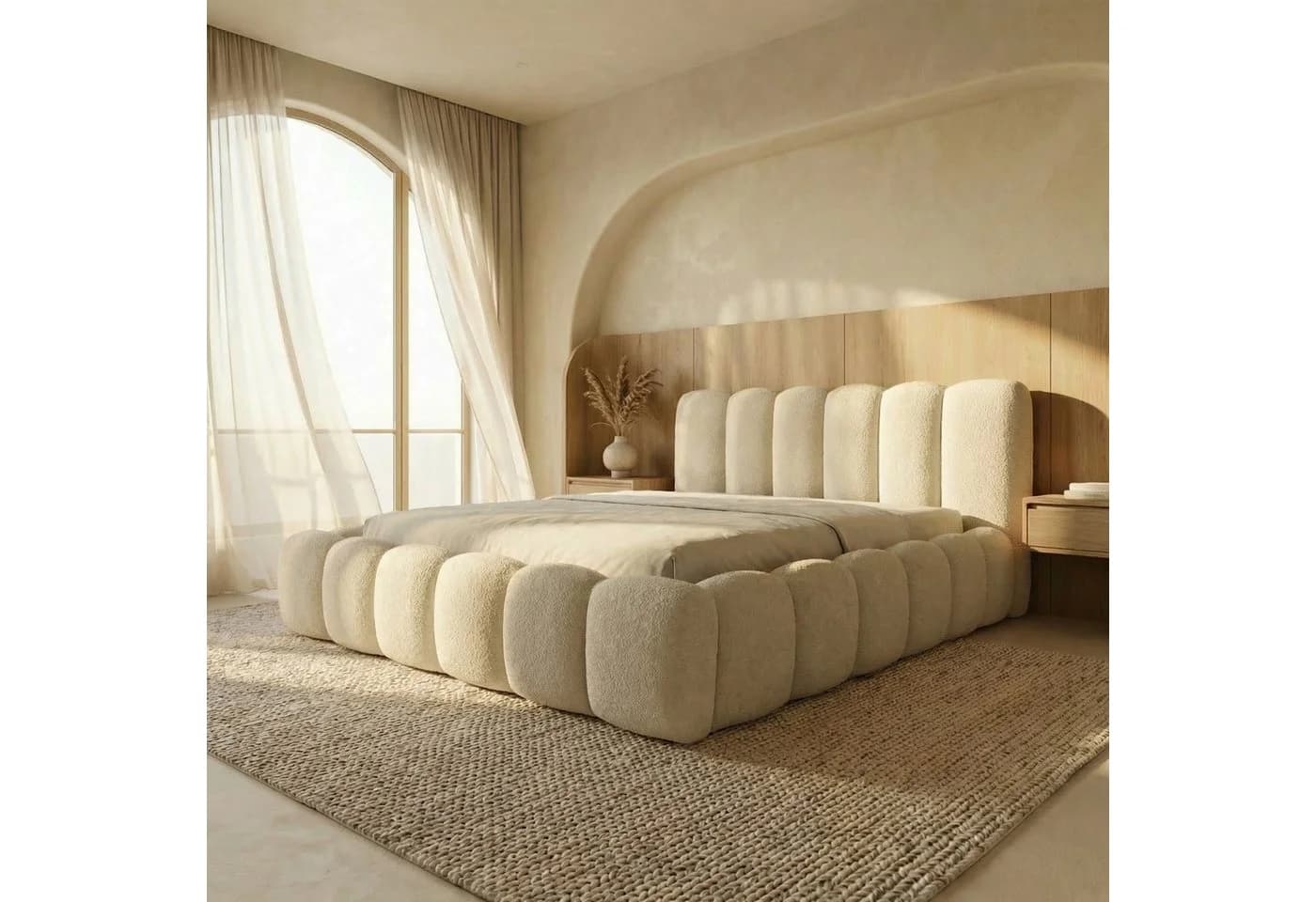 yourhouse24 Polsterbett DALLAS Slim Bouclé Beige mit Bettkasten - Bild 3