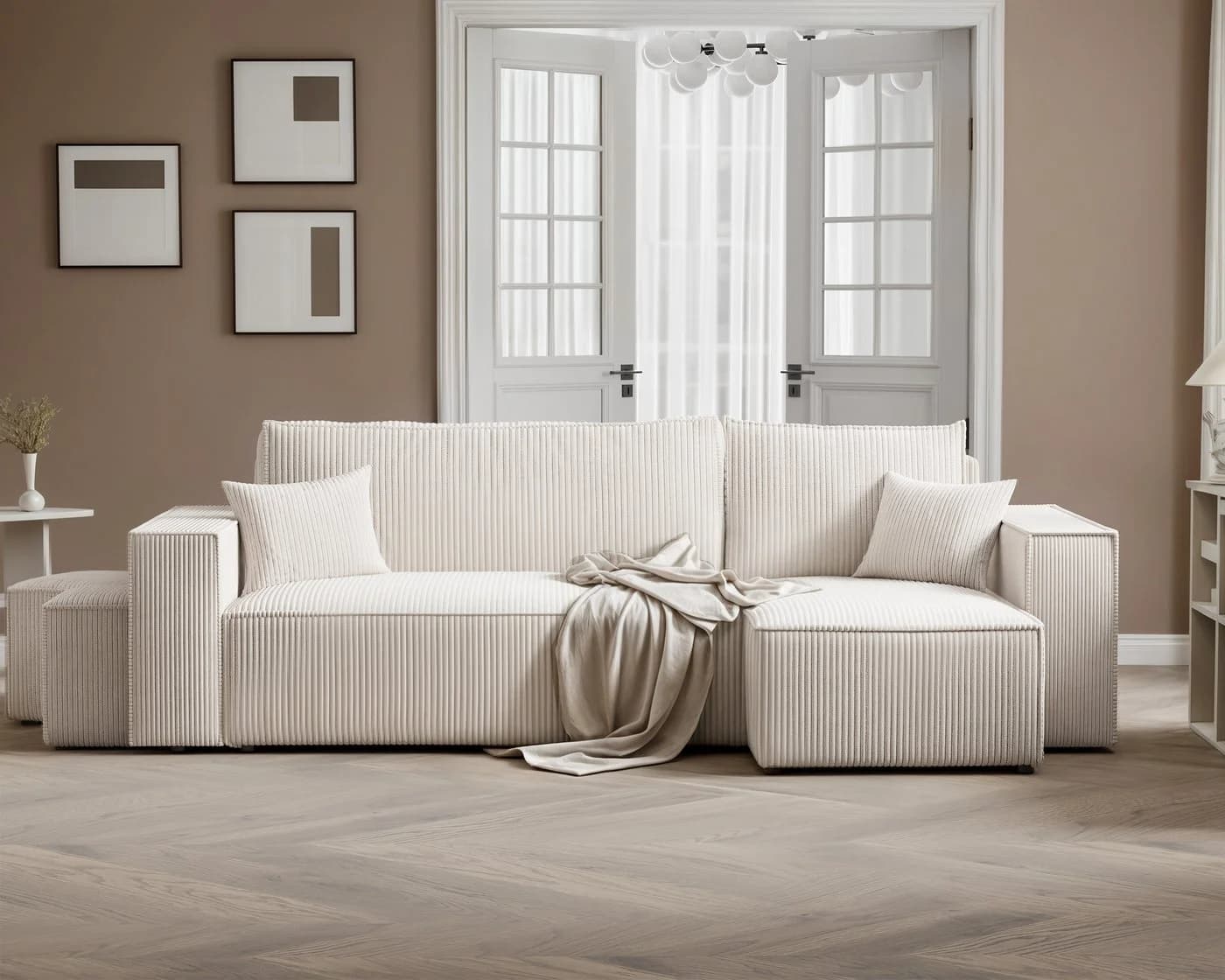 yourhouse24 Ecksofa PARIS L-Form mit Schlaffunktion & Bettkasten inkl. 2 Hocker - Bild 3