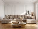 yourhouse24 Wohnlandschaft XXL SELLO U mit Schlaffunktion Beige Bild 2