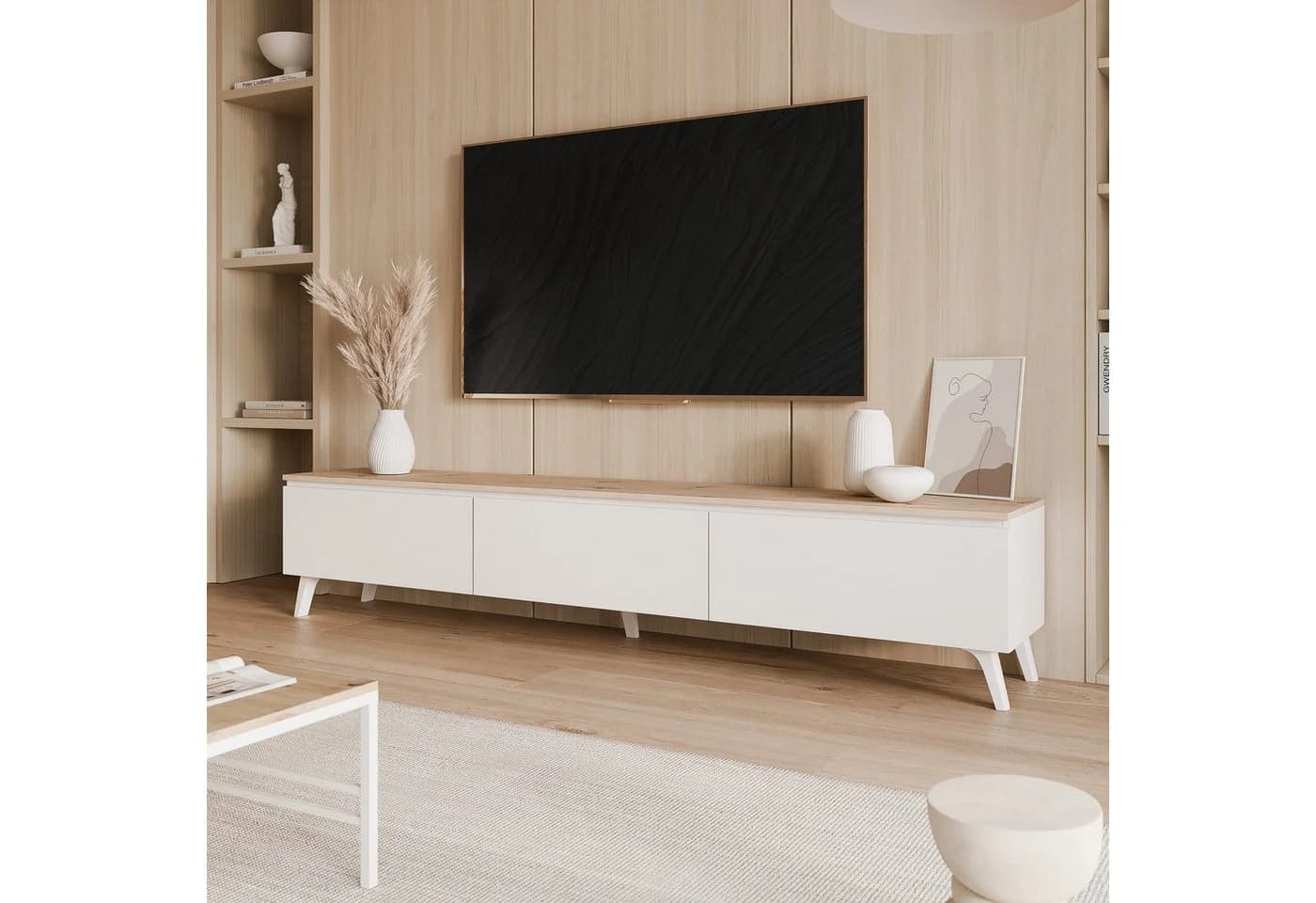yourhouse24 Lowboard TV SELIA 200 Mattweiß Eiche Push-to-Open - Bild 3