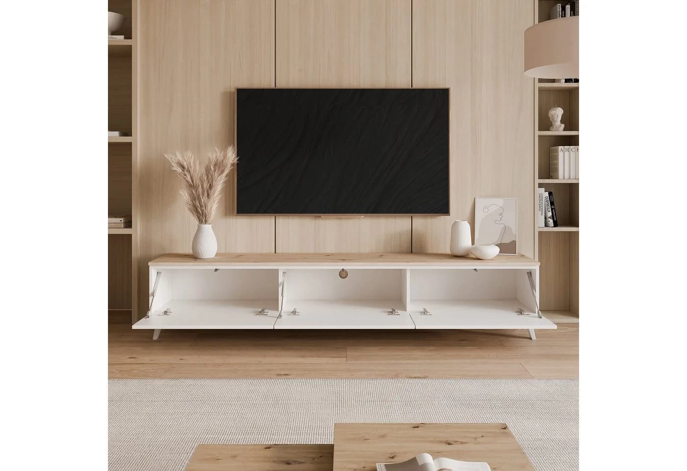 yourhouse24 Lowboard TV SELIA 200 Mattweiß Eiche Push-to-Open - Bild 4