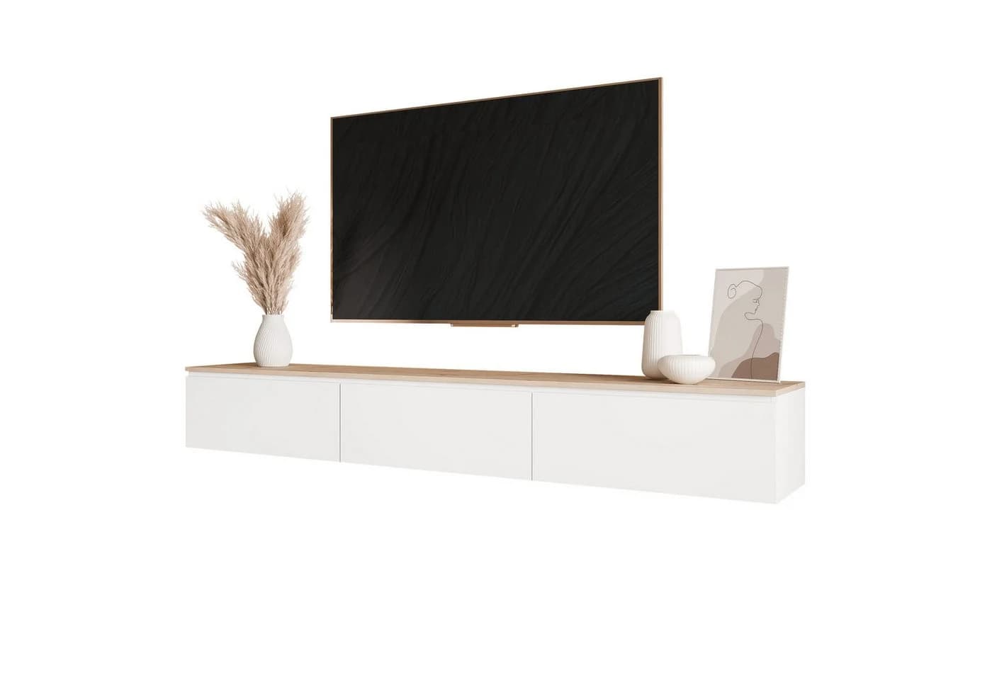 yourhouse24 Lowboard TV SELIA 200 Weiß Matt Eiche Push-to-Open - Bild 2