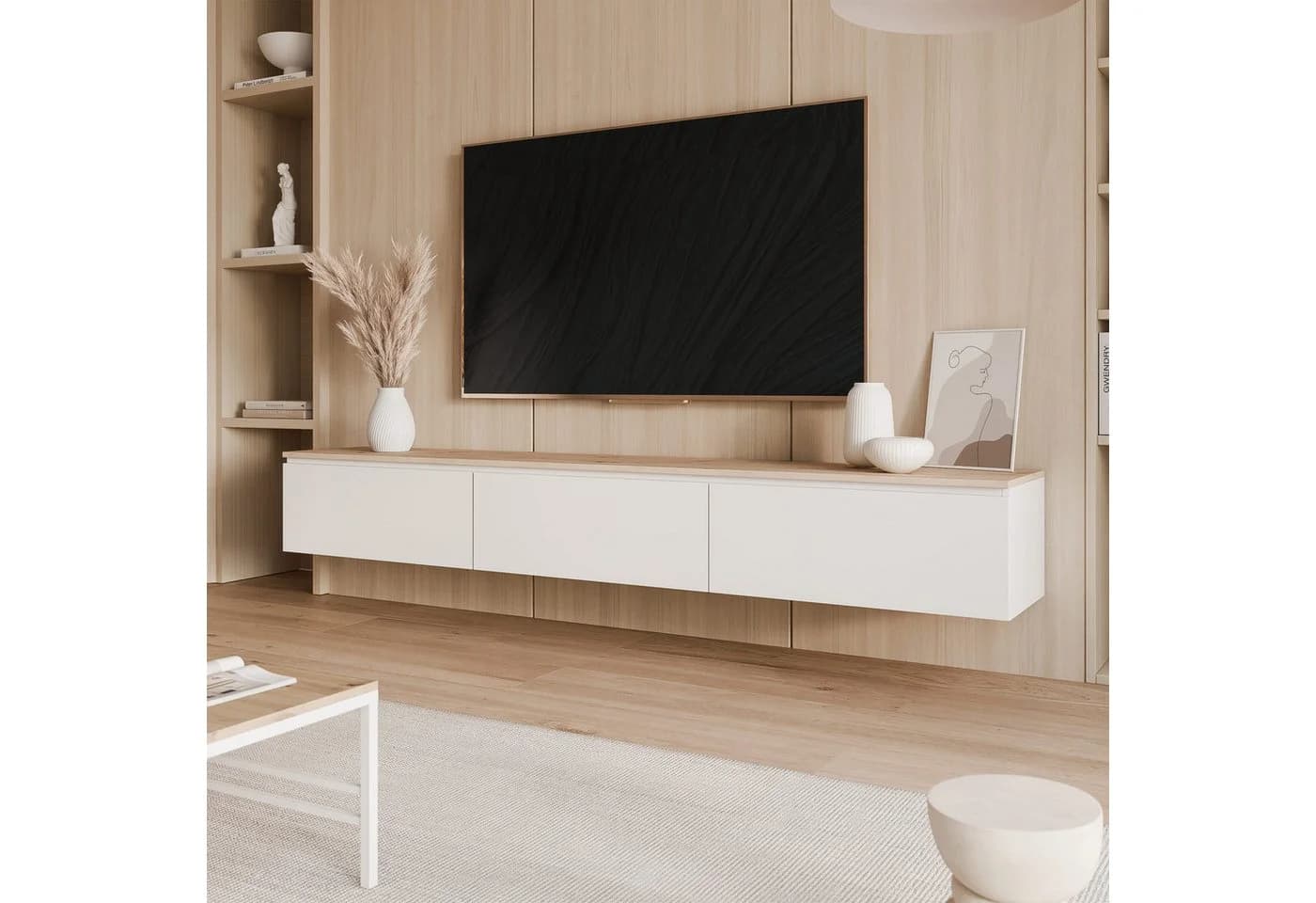 yourhouse24 Lowboard TV SELIA 200 Weiß Matt Eiche Push-to-Open - Bild 3