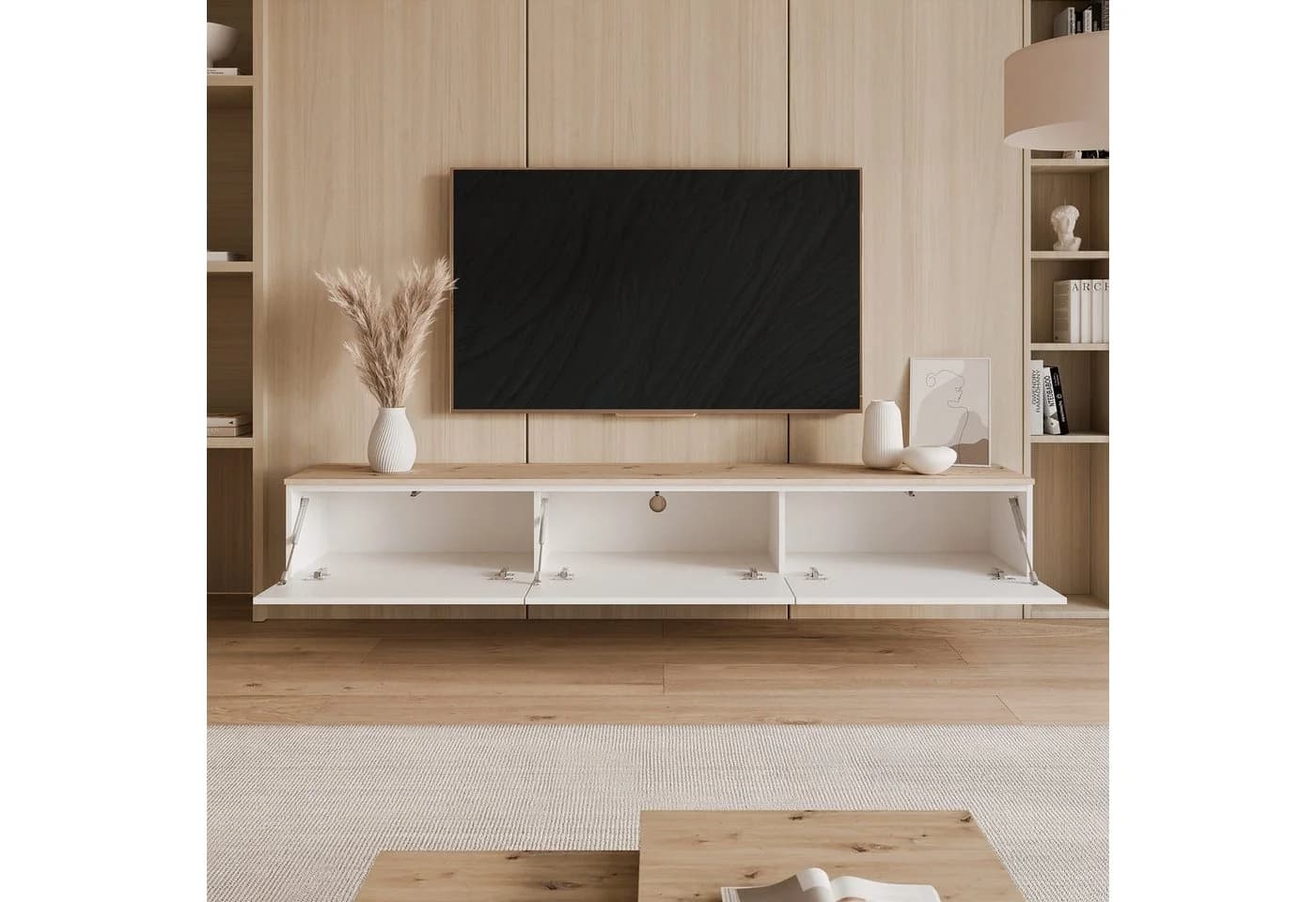yourhouse24 Lowboard TV SELIA 200 Weiß Matt Eiche Push-to-Open - Bild 4