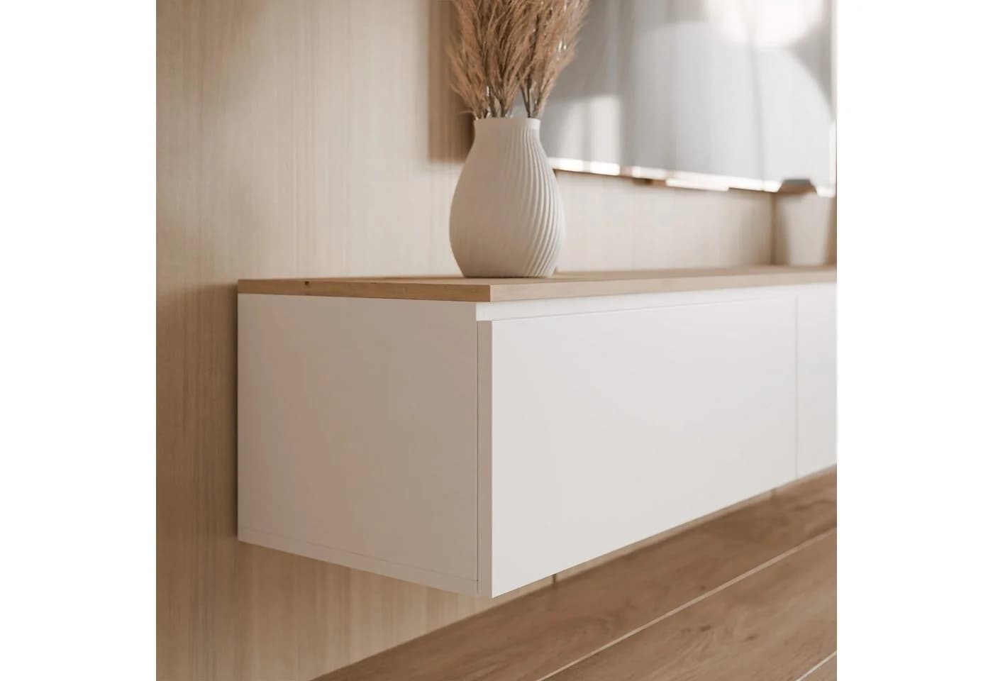 yourhouse24 Lowboard TV SELIA 200 Weiß Matt Eiche Push-to-Open - Bild 5