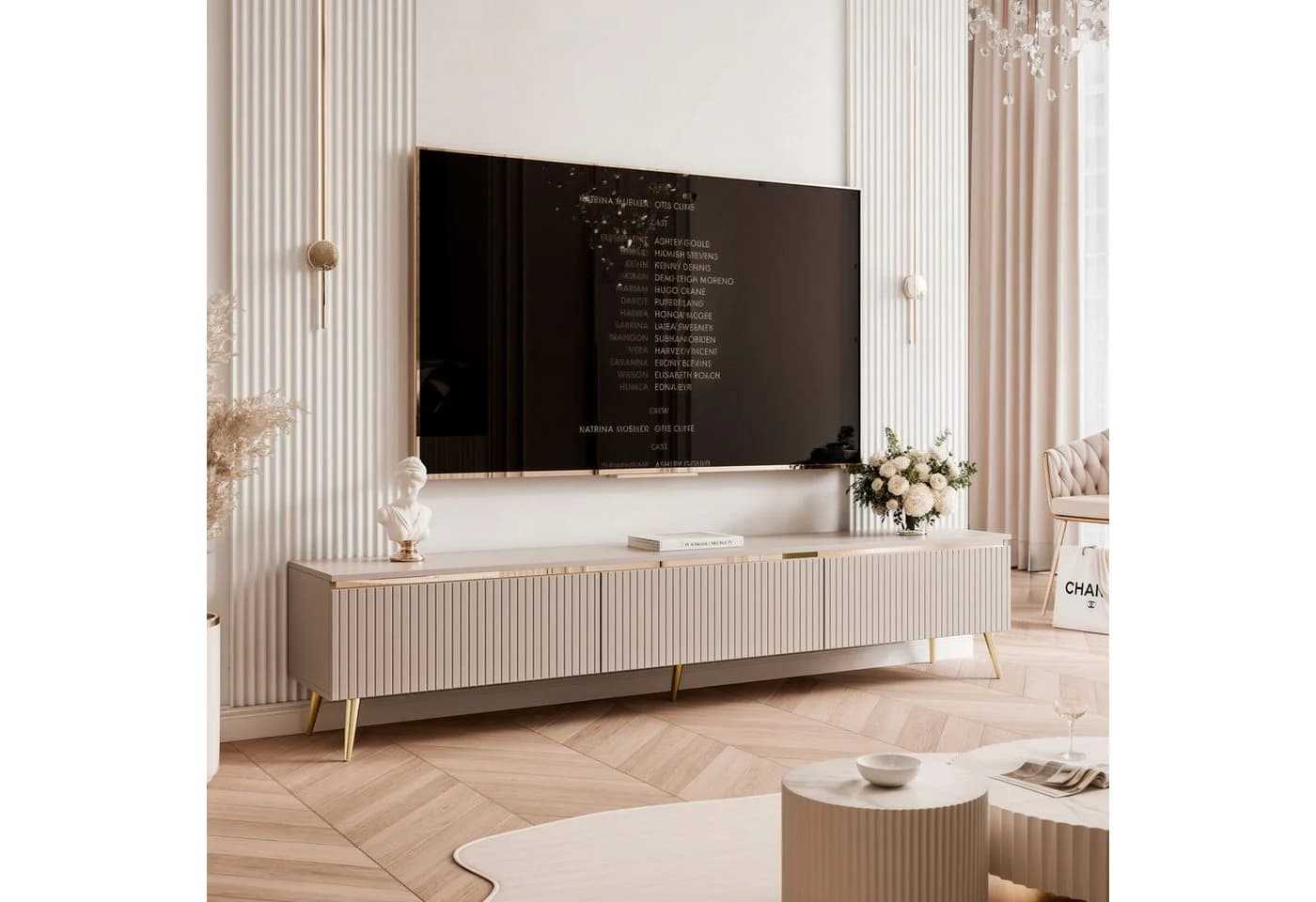 yourhouse24 Lowboard TV SELIA 200 3D-Riffelung Gold Kaschmir - Bild 3
