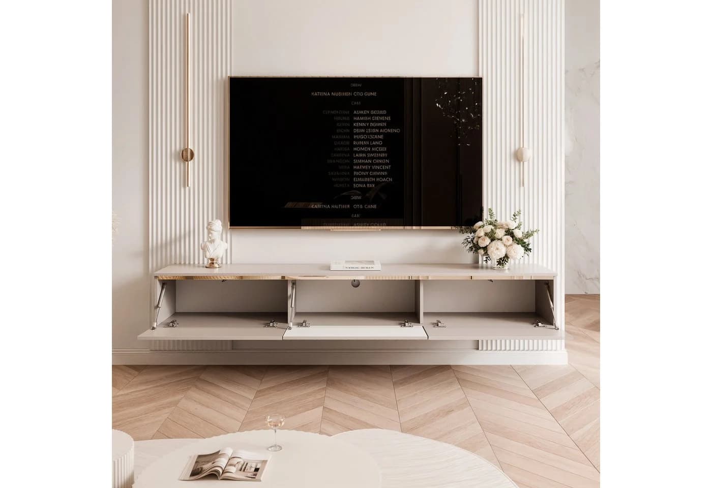 yourhouse24 Lowboard TV SELIA 200 Kaschmir Asymmetrische Riffelung - Bild 4