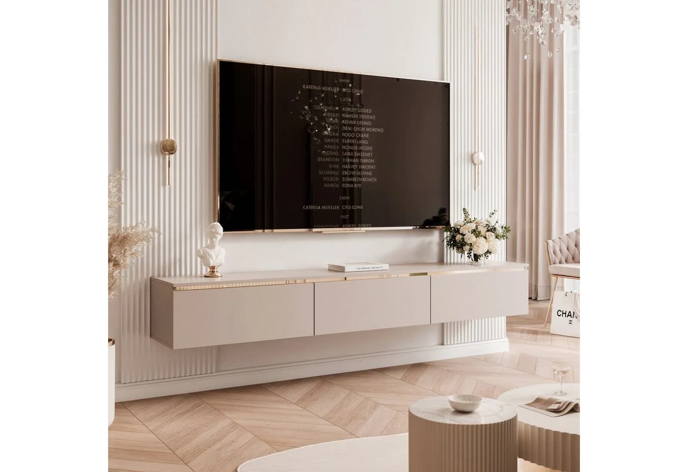 yourhouse24 Lowboard TV SELIA 200 Kaschmir Gold-Akzente - Bild 3