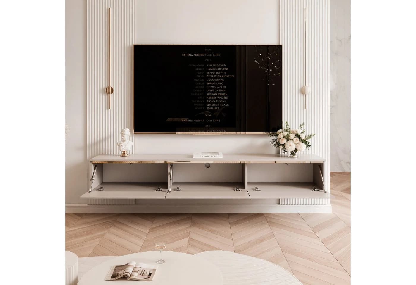 yourhouse24 Lowboard TV SELIA 200 Kaschmir Gold-Akzente - Bild 4