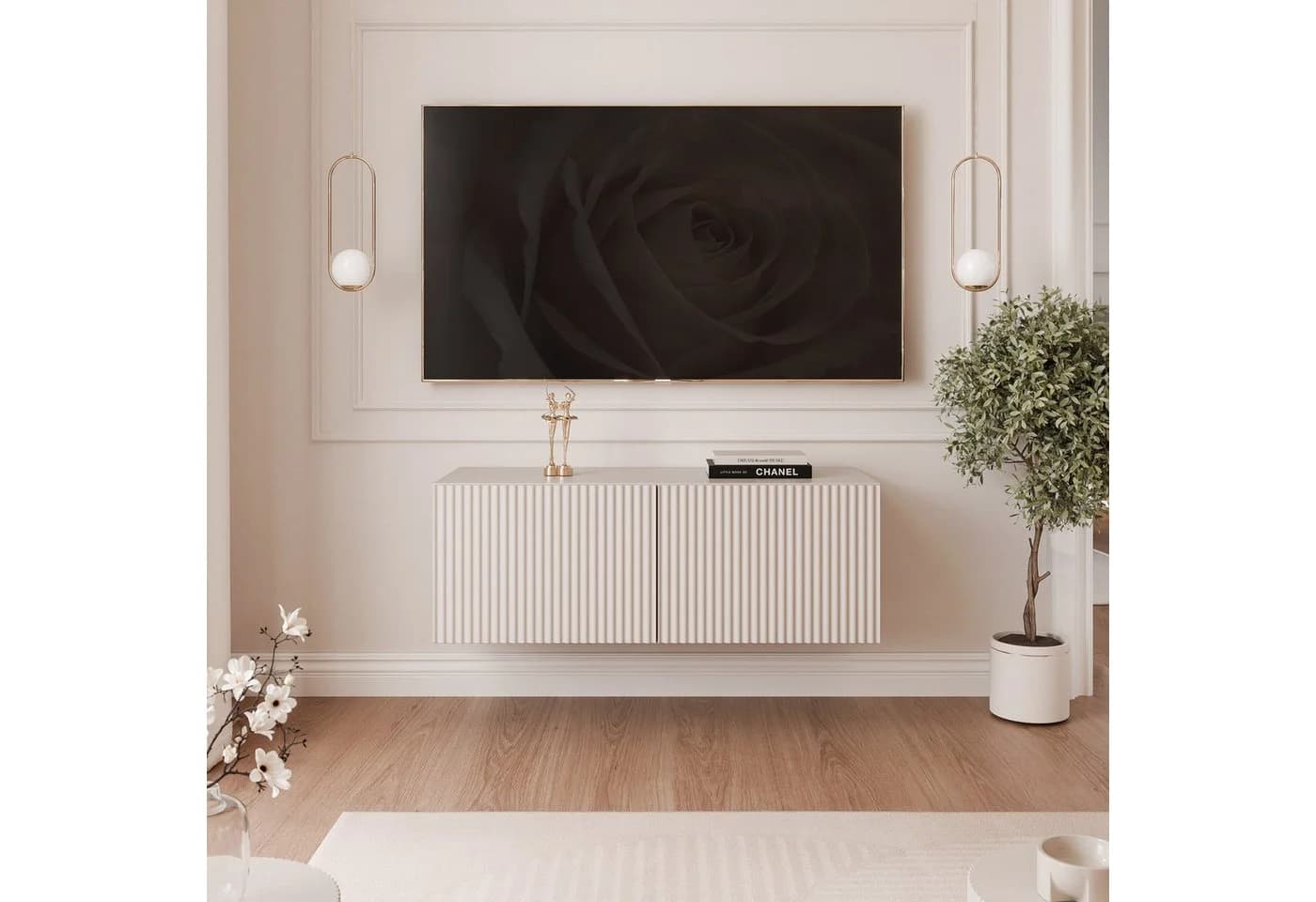 yourhouse24 Hänge-Lowboard mit LED & Riffelung